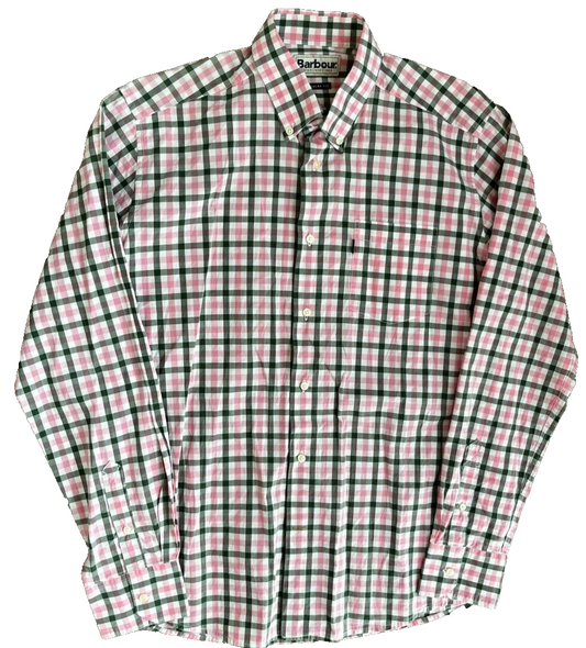 Barbour Button Up Shirt Regular Fit Checkered Cotton Long Sleeve Size Men M