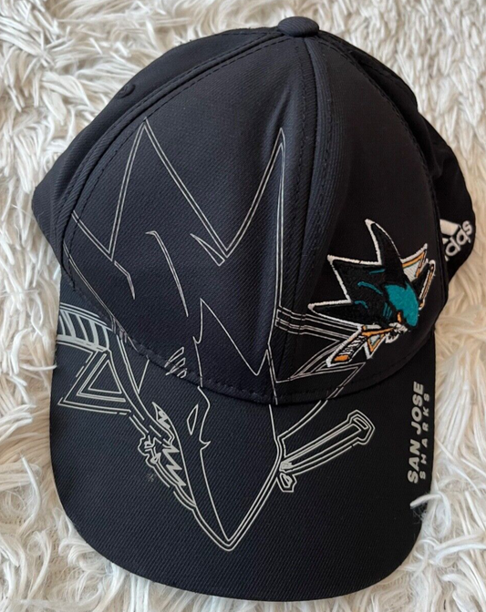 San Jose Sharks NHL 2017 Ice Hockey Hat Full Cap Signed Adidas Fitmax Size S / M