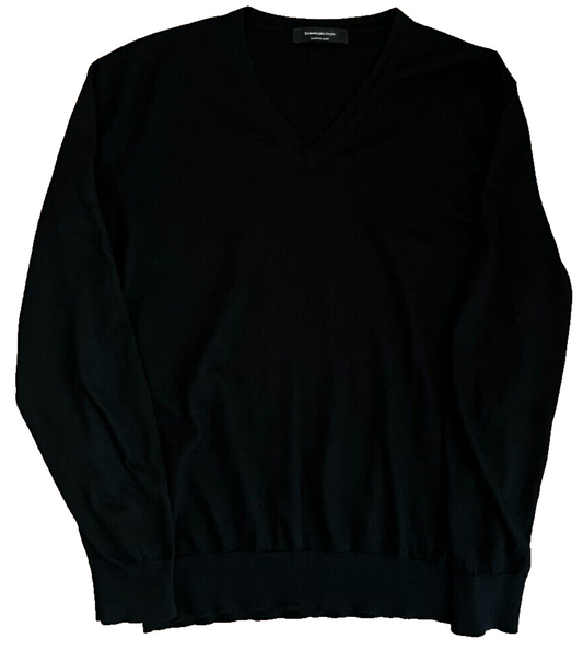 Ermenegildo Zegna Cashseta Light Cashmere Silk Black Sweatshirt Pullover Men 50