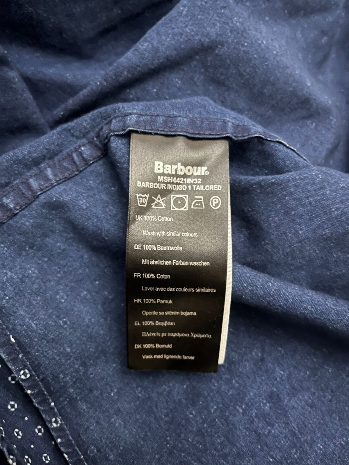 Barbour Tailored Fit Button Up Shirt Cotton Men Size M