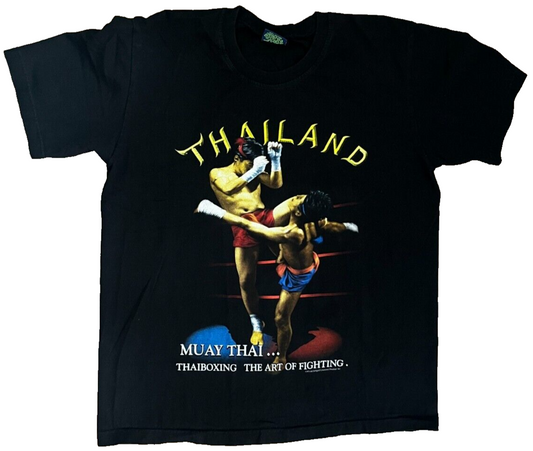 Joligolf Thailand Muay Thai Boxing Men Size XL Graphic T-Shirt Vintage Rap Tee