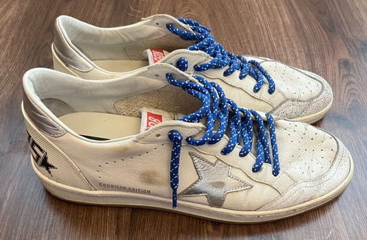 Limited Golden Goose Ballstar Sneakers Shoes Leather White Silver Size Men 45