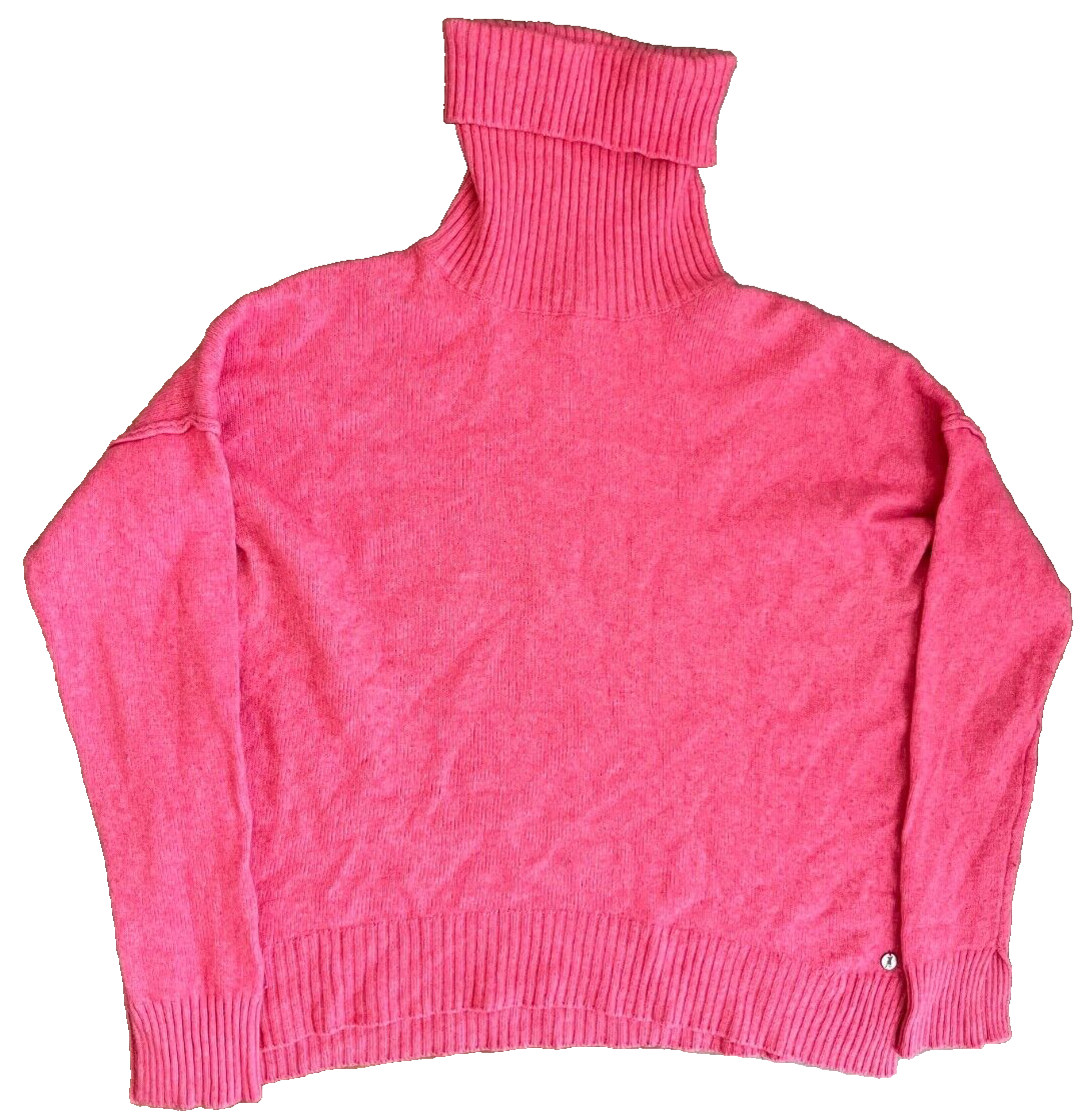 Frieda Freddies Sweater High Neck Wool Pullover Pink Women Check Measurements