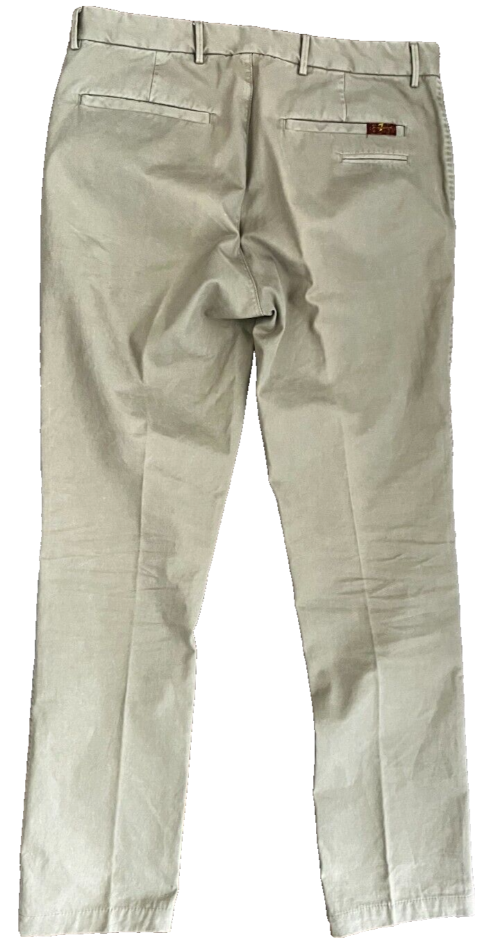 7 For All Mankind Cotton Pants Mens Size 32 Beige Trousers Chinos Gabardine