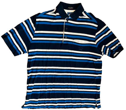 Paul Shark Yachting Polo Shirt Cotton Striped Size Men L Made in Italy