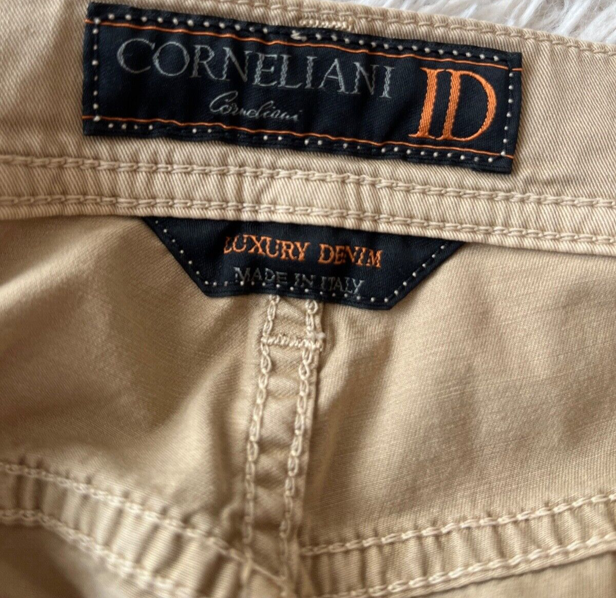 Corneliani ID Luxury Denim Jeans Y5P Pants Khaki Men Size 38 Made in Italy