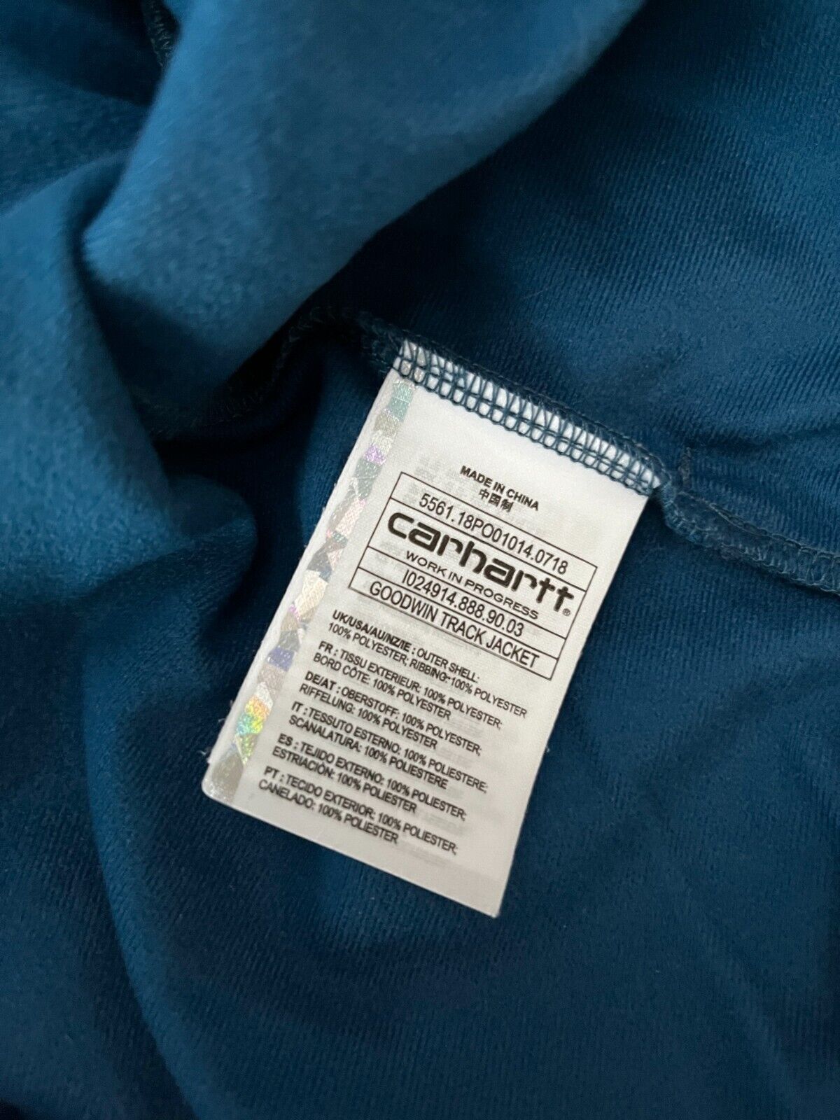 Carhartt Track Goodwin Jacket Zip Sudadera Men Size XL Blue