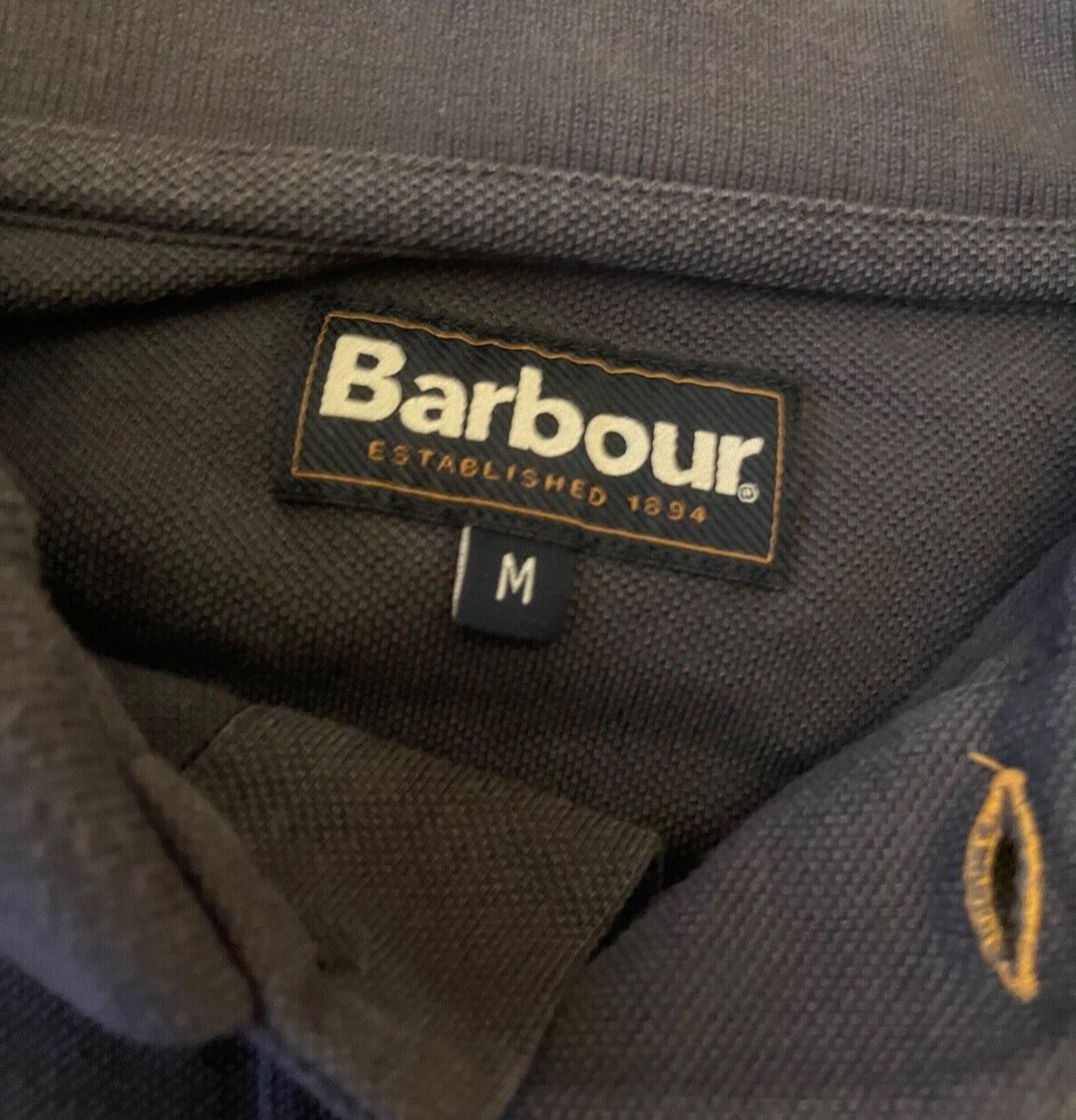 Barbour Polo Shirt Gray Cotton Logo Embroidery Short Sleeve Size Men M