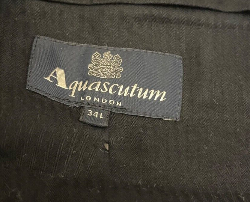 Aquascutum Dress Pants Suit Trousers Straight Leg Size Men 34 L Pinstripe Black