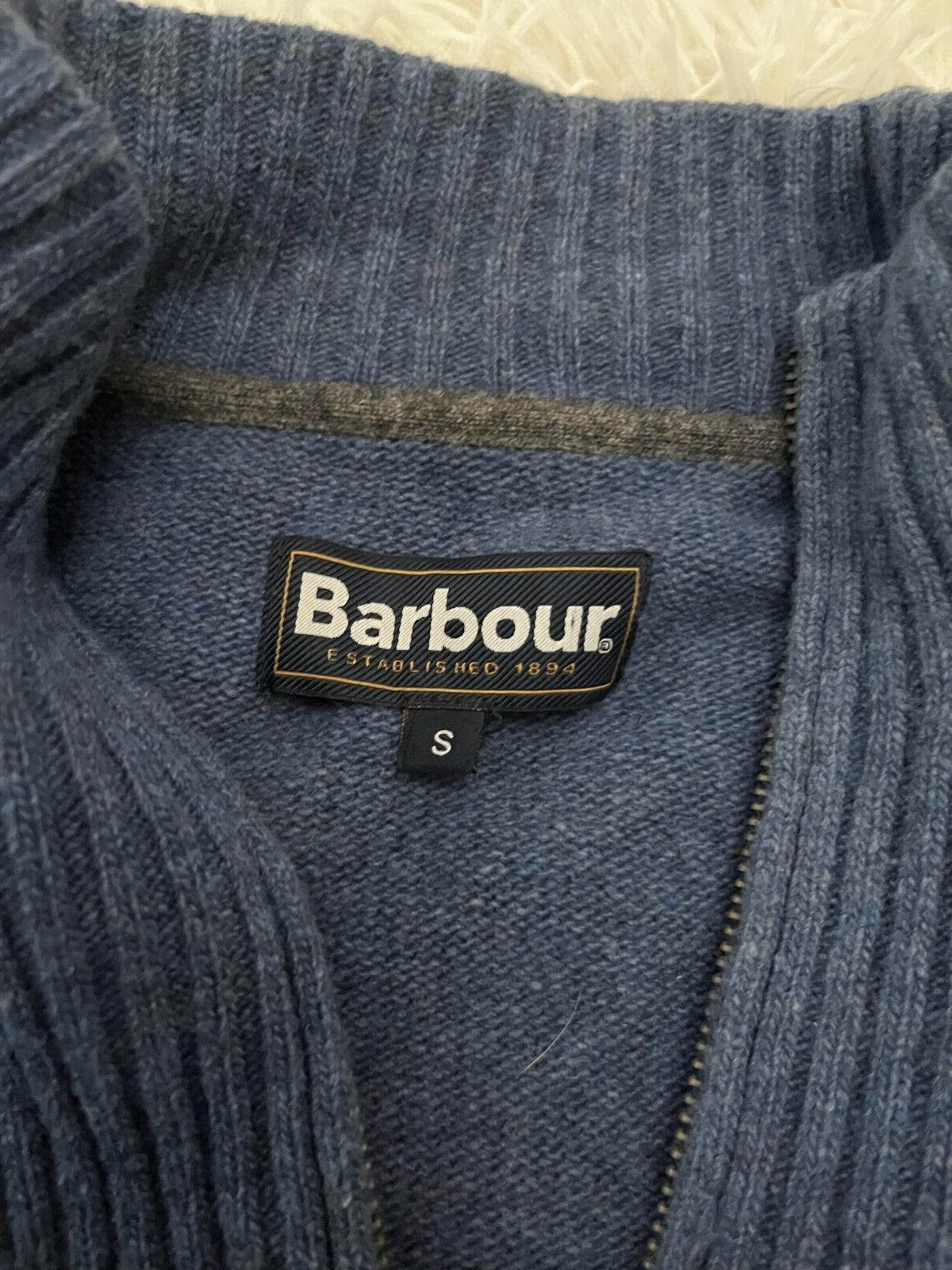 Barbour 100% Wool Essential Sweatshirt Sweater 1/4 Zip Pullover Men Size S