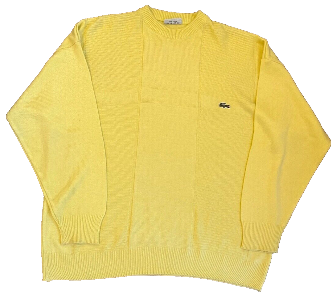 Chemise Lacoste Sweater Pullover Cotton Yellow Men Size XL Made in France