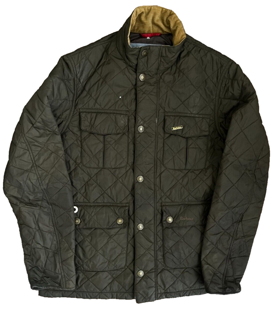 Barbour Quilted Green Jacket Coat Men Size M