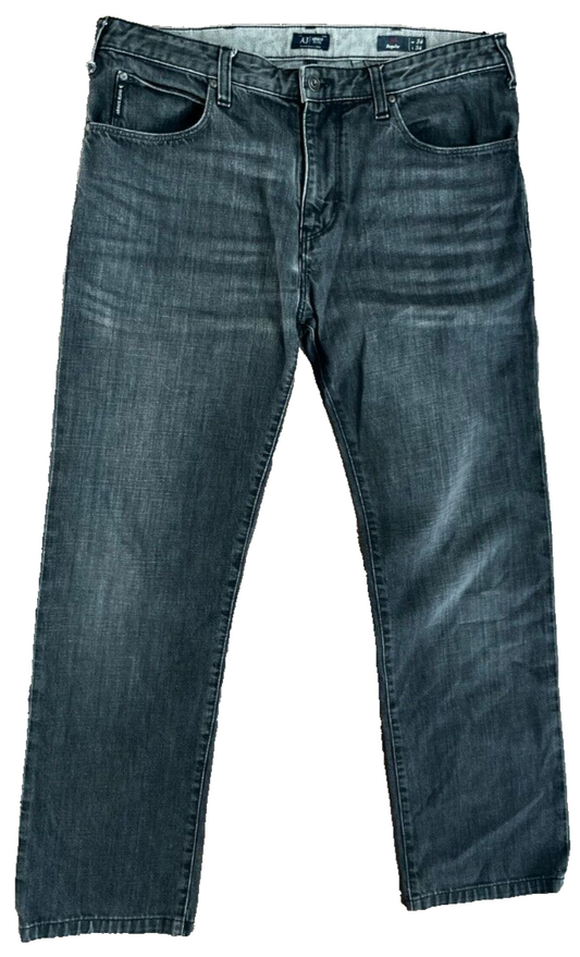 Armani Jeans J45 Gray Men 34x34 Regular Fit Straight Leg Denim Stretch