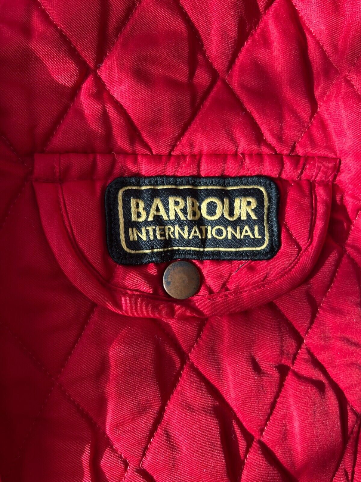 Barbour International Belted Quilted Jacket Full Zip Red Women Size L