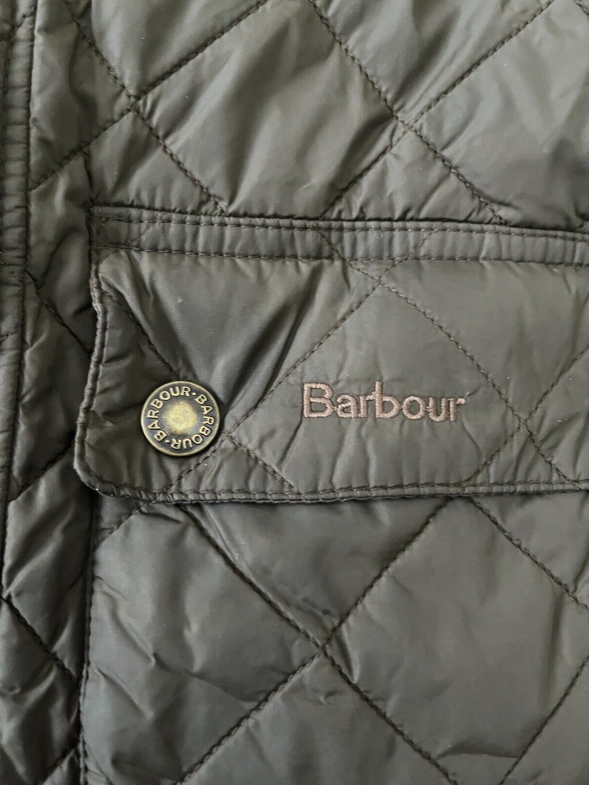 Barbour Quilted Green Jacket Coat Men Size M