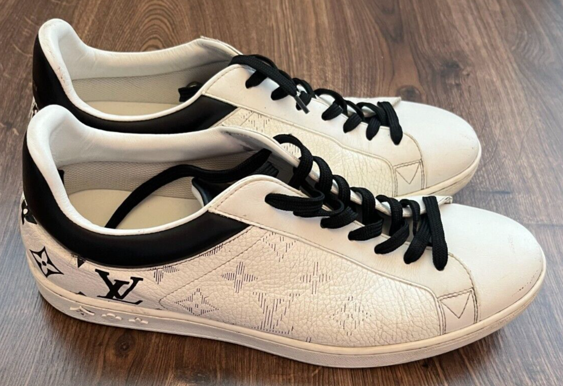 Louis Vuitton Luxembourg Leather Low Trainers Sneakers Shoes Size 7.5