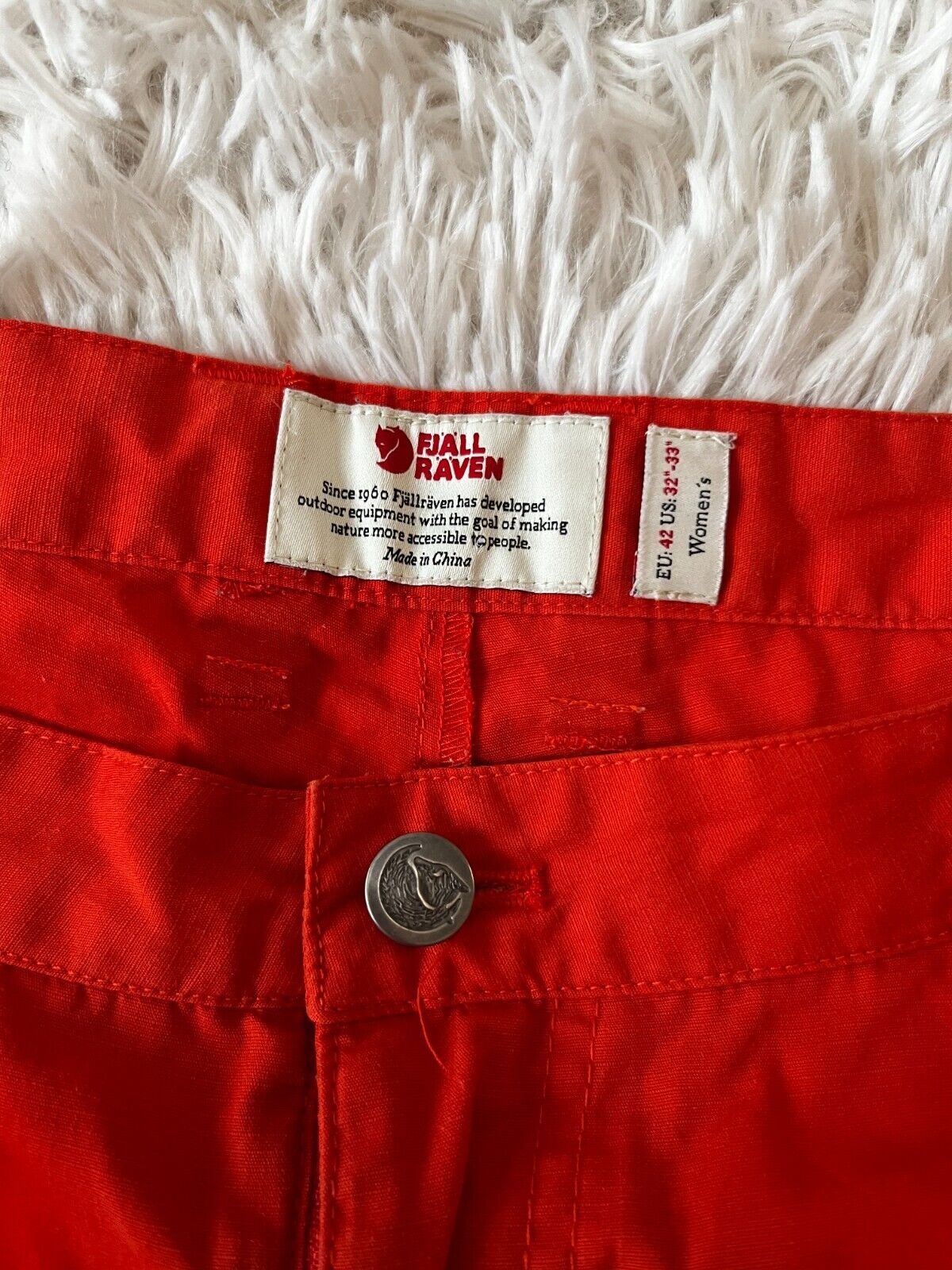 Fjallraven High Coast Shorts Red Back Pockets Regular Fit Women Size 42 89637