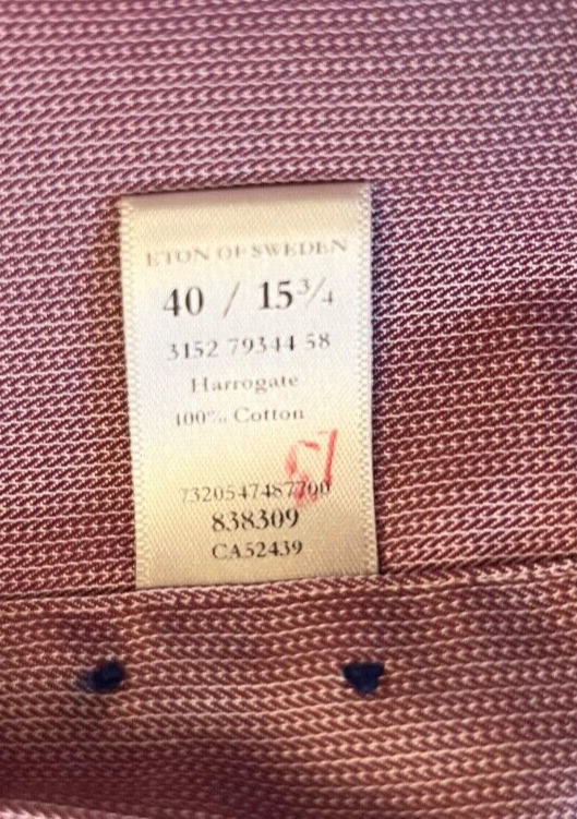 Eton Shirt Contemporary Button Down Harrogate Violet Cotton Size Men 40 15 3/4