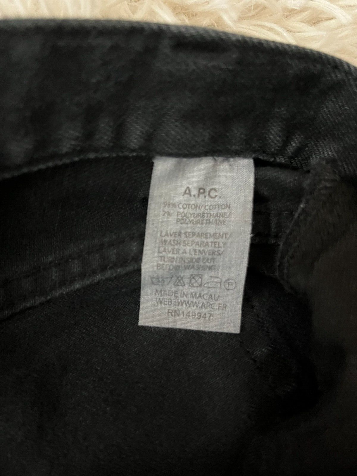 A.P.C Black Mens Petit Standard Jean Droit Etroit Size 30 Button Fly Denim