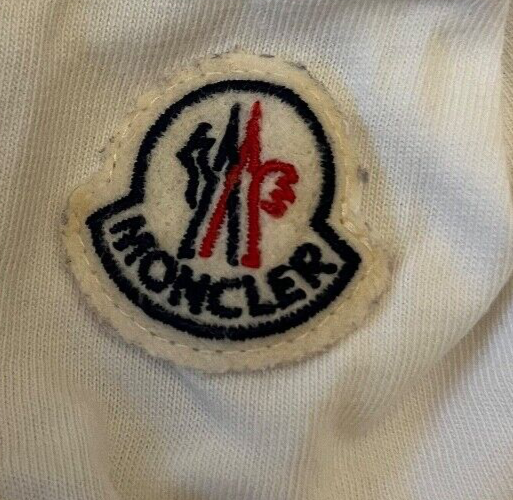 Moncler Shirt White Tee Big Logo Patch Cotton Size Men L