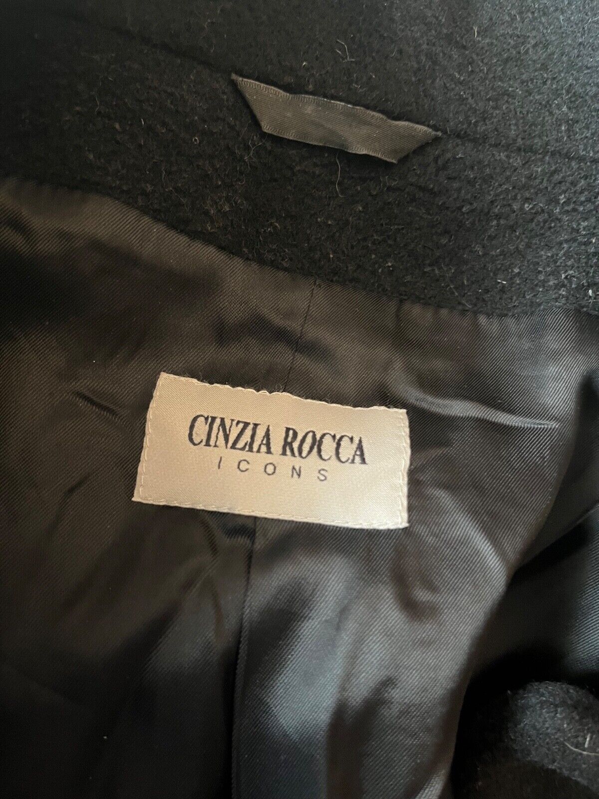 Cinzia Rocca Icons Pure Virgin Wool Coat Black Jacket Women Size US 10 IT 46