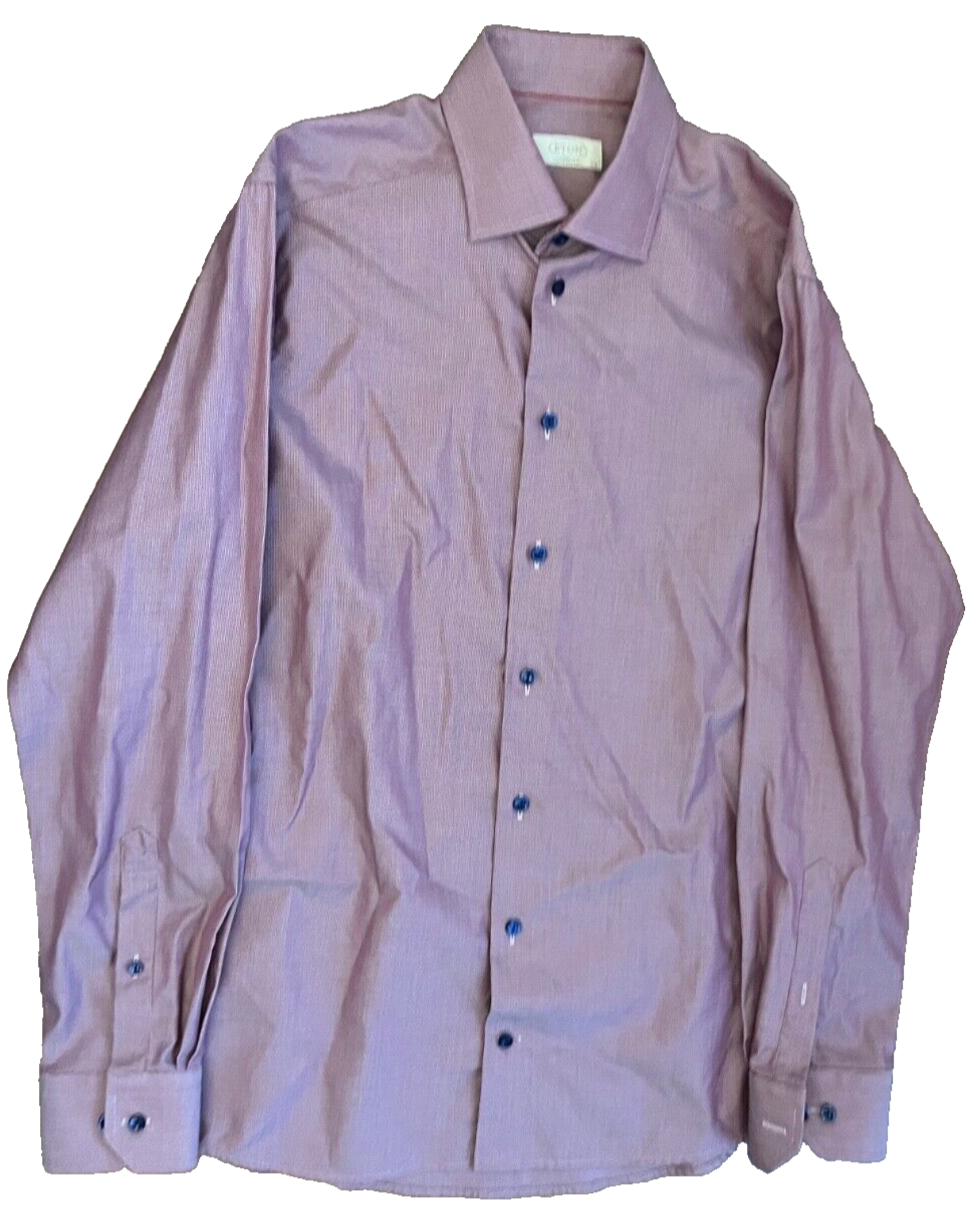 Eton Shirt Contemporary Button Down Harrogate Violet Cotton Size Men 40 15 3/4