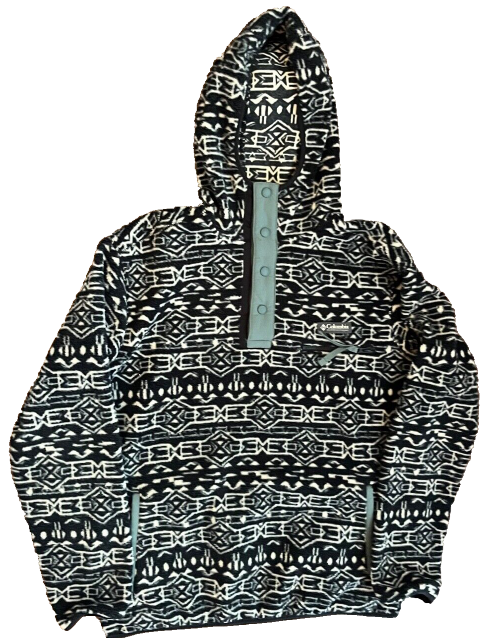 Columbia Helvetia Printed Fleece Sweater Pullover Hoodie 1/4 Snap Men Size L