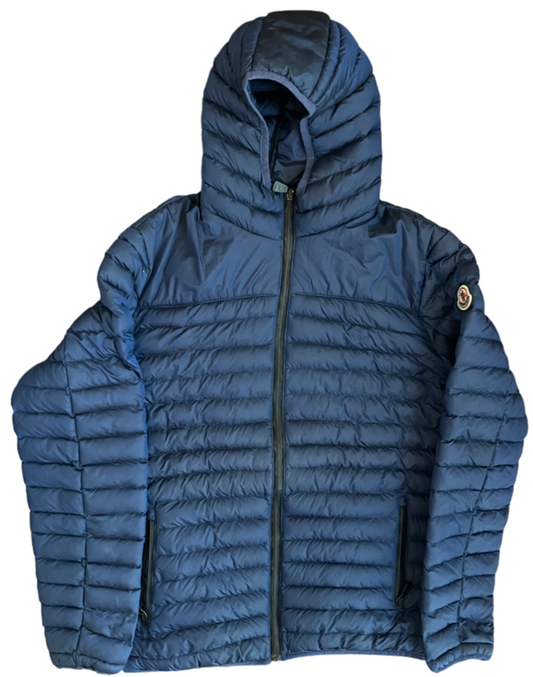 Moncler Down Jacket Full Zip Hooded Quilted Blue Polyamide Size Men 2