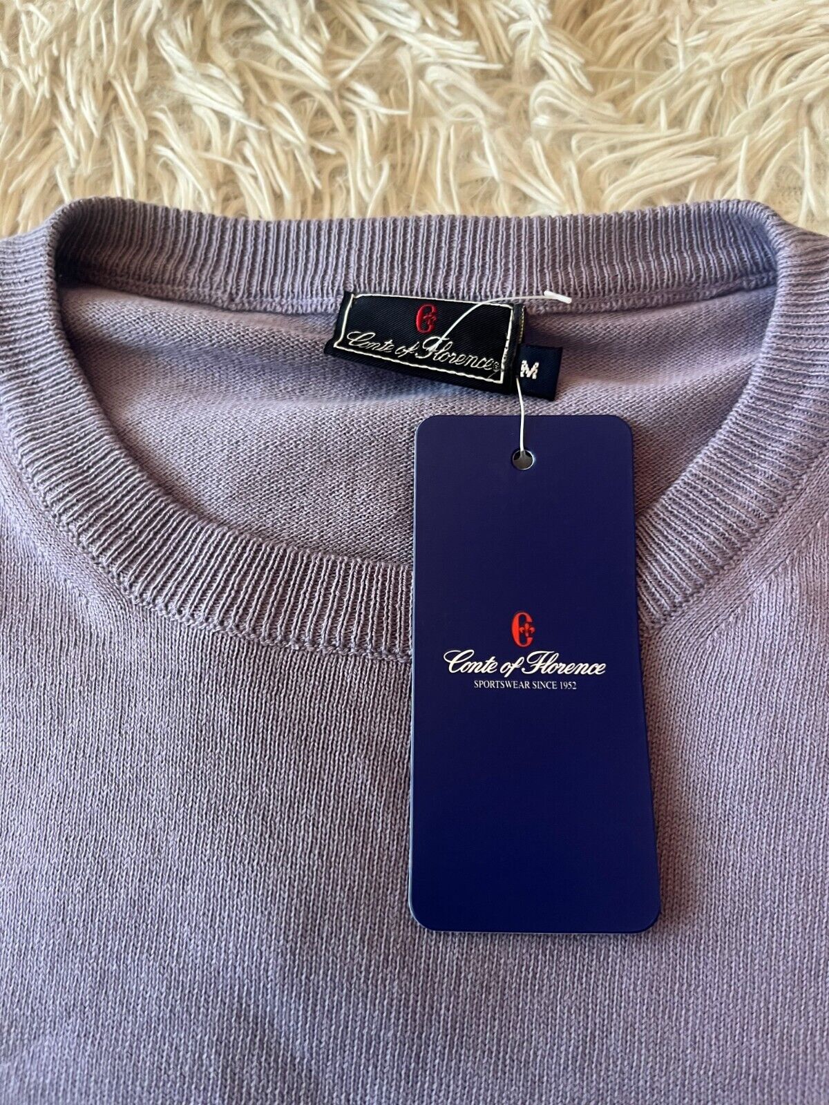 BNWT Conte of Florence Sweatshirt Crewneck Pullover Lavander Cotton Size Men M