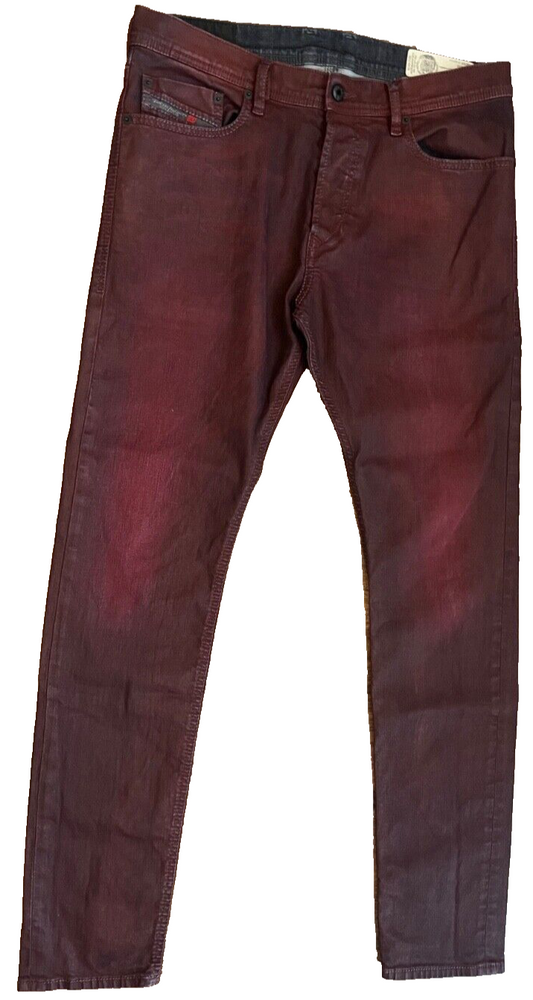 Diesel Jeans Red Mens Size 32 Slim Carrot Stretch Tepphar