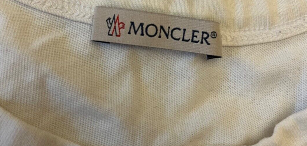 Moncler Shirt White Tee Big Logo Patch Cotton Size Men L