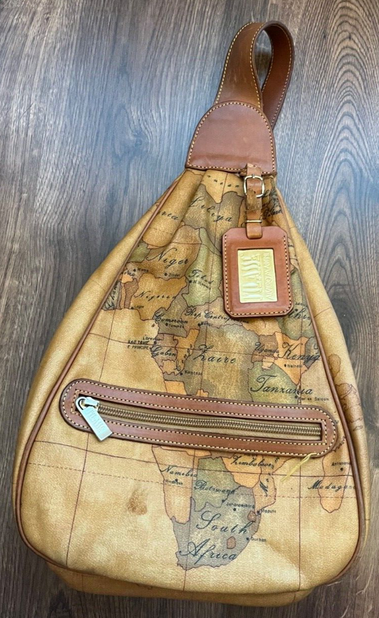 Alviero Martini First Class Travel Bag Purse Leather Map Women