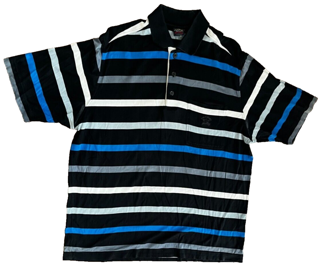 Paul Shark Yachting Polo Shirt Cotton Striped Size Men L Made in Italy