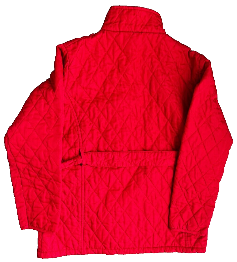 Barbour International Belted Quilted Jacket Full Zip Red Women Size L