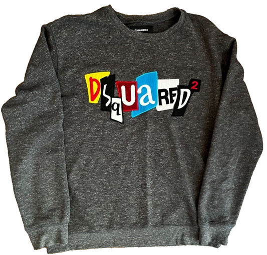 Dsquared2 Pullover Cotton Sweater Gray Sweatshirt Size Women 2XL