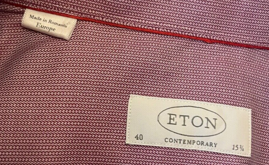 Eton Shirt Contemporary Button Down Harrogate Violet Cotton Size Men 40 15 3/4