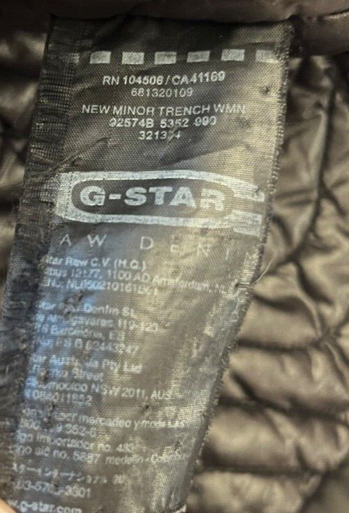 G Star Raw Jacket New Minor Trench Coat Cotton Black Size Women S