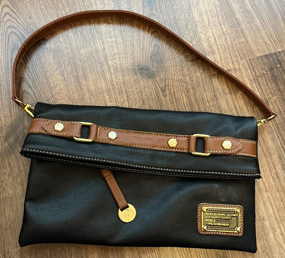 Marc Jacobs Bag Crossbody Leather Black Brown Strap