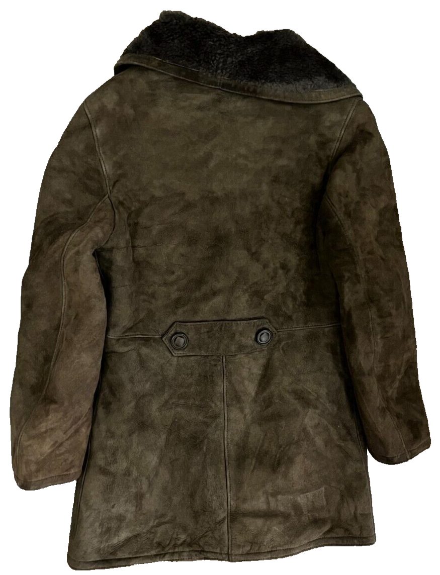 English Lady Real Sheepskin Coat Jacket Outdoor Winter Women Size 36 Brown