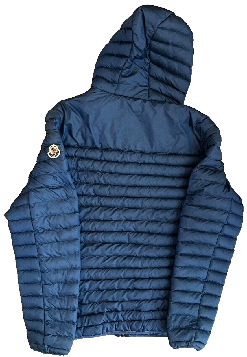 Moncler Down Jacket Full Zip Hooded Quilted Blue Polyamide Size Men 2