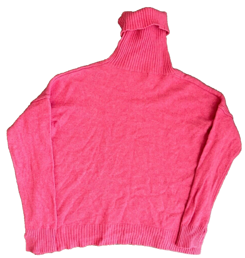 Frieda Freddies Sweater High Neck Wool Pullover Pink Women Check Measurements