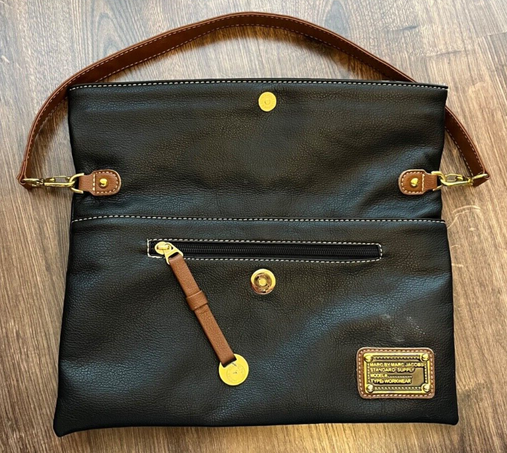 Marc Jacobs Bag Crossbody Leather Black Brown Strap