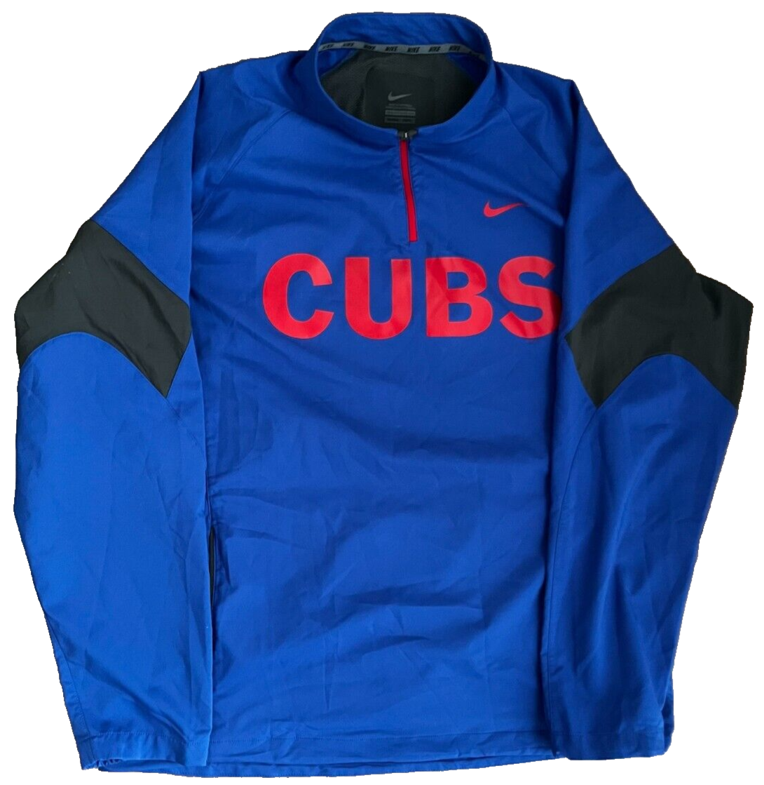 Chicago Cubs Jacket Mens XL Blue Nike 1/4 Quarter Zip Pullover MLB Logo