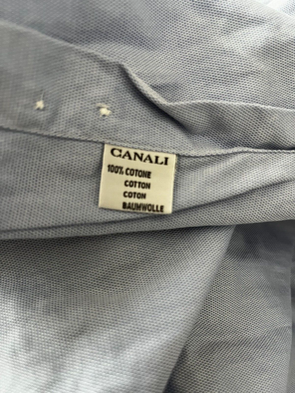 Canali Light Blue Gray Button Up Shirt Cotton Men Size 42 16.5 Made in Italy